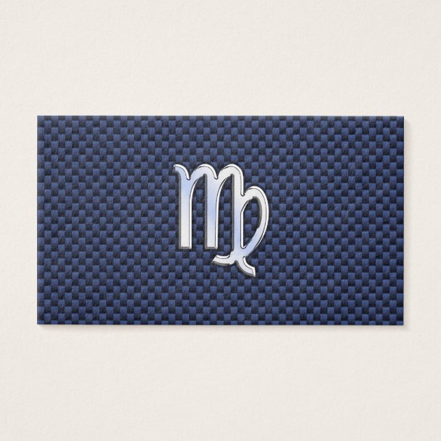 Virgo Zodiac Sign auf Navy Blue Carbon Fibre Print (Vorderseite)