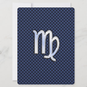 Virgo Zodiac Sign auf Navy Blue Carbon Fibre Print