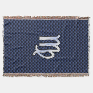 Virgo Zodiac Sign auf Navy Blue Carbon Fibre Print Decke