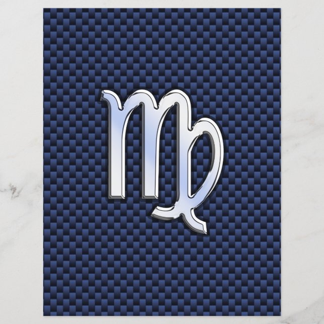 Virgo Zodiac Sign auf Navy Blue Carbon Fibre Print Flyer (Vorne)