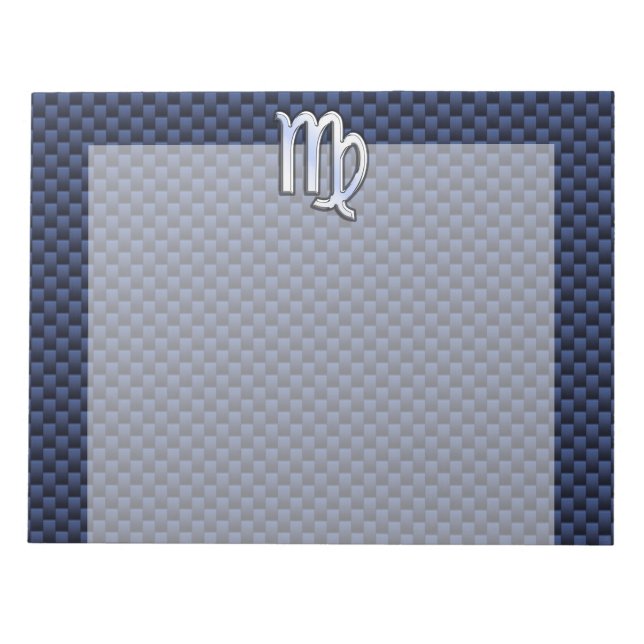 Virgo Zodiac Sign auf Navy Blue Carbon Fibre Print Notizblock (Vorderseite)