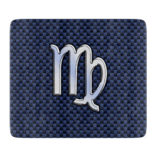 Virgo Zodiac Sign auf Navy Blue Carbon Fibre Print Schneidebrett