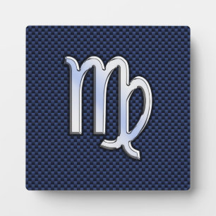 Virgo Zodiac Sign auf Navy Blue Carbon Fibre Style Fotoplatte