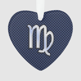 Virgo Zodiac Sign auf Navy Blue Carbon Fibre Style Ornament