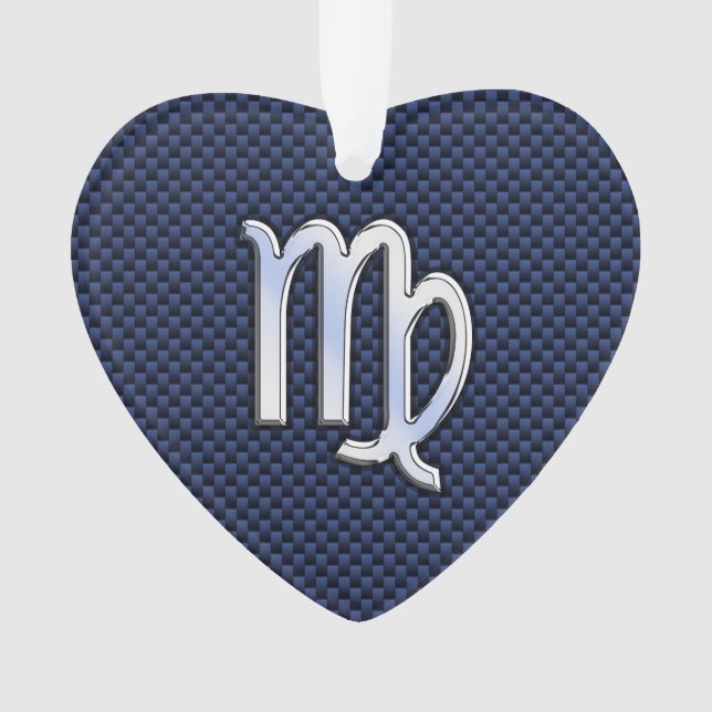 Virgo Zodiac Sign auf Navy Blue Carbon Fibre Style Ornament (Vorderseite)