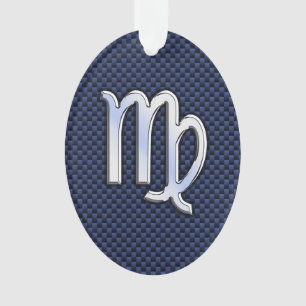 Virgo Zodiac Sign auf Navy Blue Carbon Fibre Style Ornament