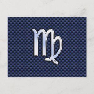 Virgo Zodiac Sign auf Navy Blue Carbon Fibre Style Postkarte