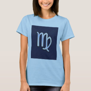 Virgo Zodiac Sign auf Navy Blue Carbon Fibre Style T-Shirt