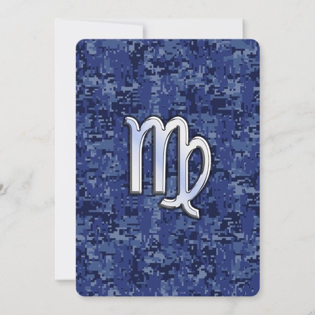 Virgo Zodiac Sign auf Navy Blue Digital Camouflage (Vorderseite)
