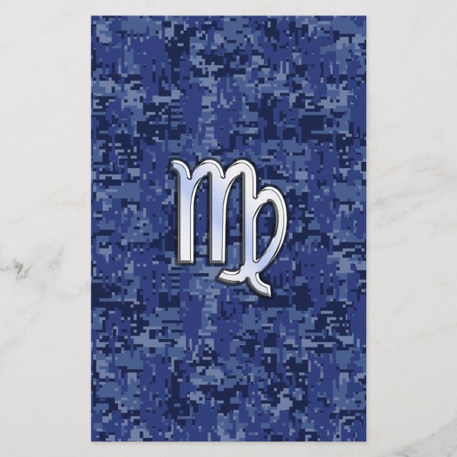 Virgo Zodiac Sign auf Navy Blue Digital Camouflage Flyer (Vorne)