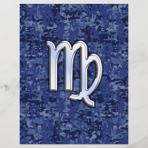 Virgo Zodiac Sign auf Navy Blue Digital Camouflage Flyer