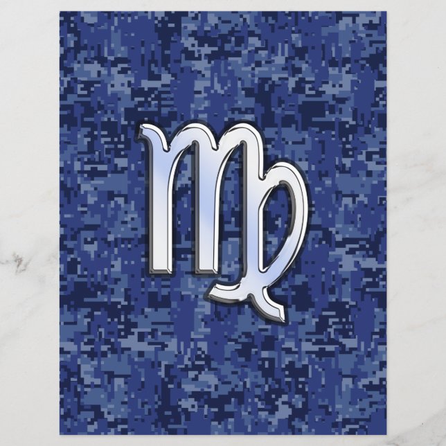Virgo Zodiac Sign auf Navy Blue Digital Camouflage Flyer (Vorne)