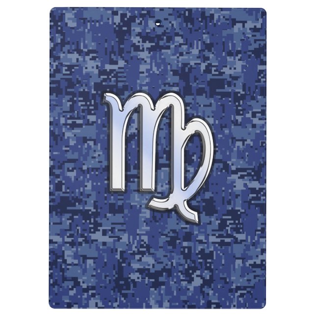Virgo Zodiac Sign auf Navy Blue Digital Camouflage Klemmbrett (Rückseite)