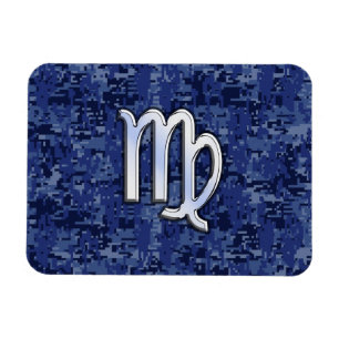 Virgo Zodiac Sign auf Navy Blue Digital Camouflage Magnet