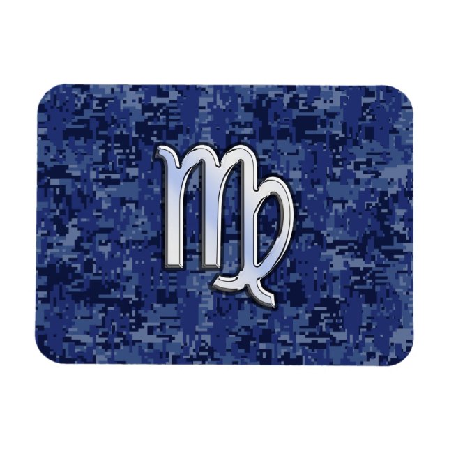 Virgo Zodiac Sign auf Navy Blue Digital Camouflage Magnet (Horizontal)