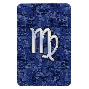 Virgo Zodiac Sign auf Navy Blue Digital Camouflage Magnet