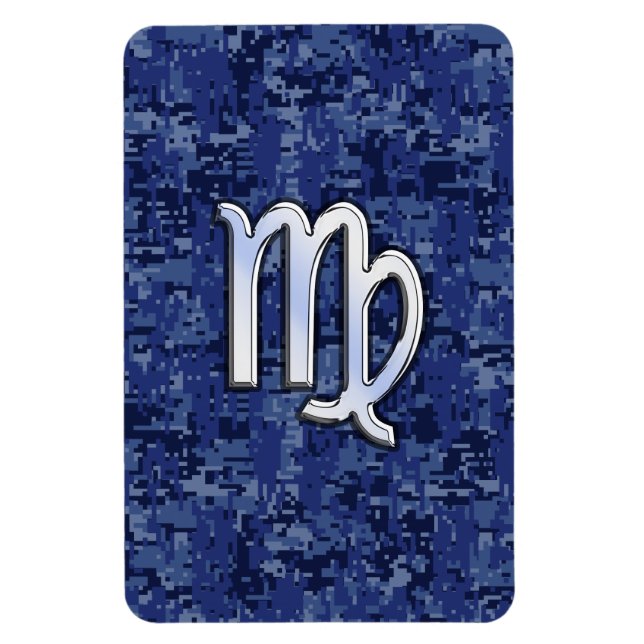 Virgo Zodiac Sign auf Navy Blue Digital Camouflage Magnet (Vertikal)