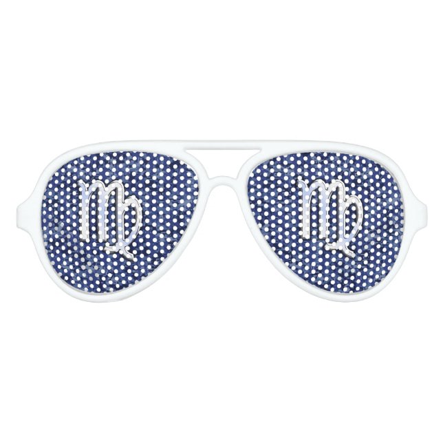 Virgo Zodiac Sign auf Navy Blue Digital Camouflage Partybrille (Vorderseite)