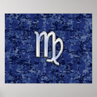 Virgo Zodiac Sign auf Navy Blue Digital Camouflage
