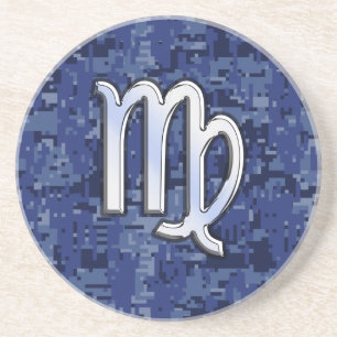 Virgo Zodiac Sign auf Navy Blue Digital Camouflage Untersetzer