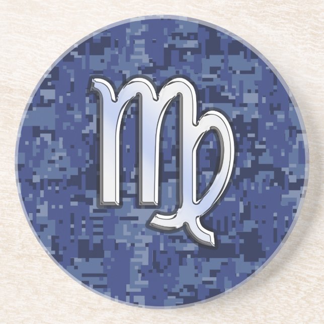 Virgo Zodiac Sign auf Navy Blue Digital Camouflage Untersetzer (Vorne)