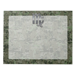 Virgo Zodiac Sign auf Olive Green Digital Camoufla Notizblock