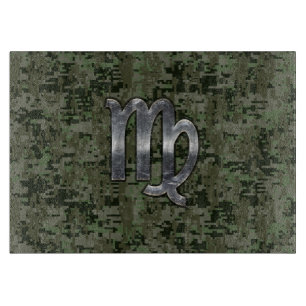 Virgo Zodiac Sign auf Olive Green Digital Camoufla Schneidebrett
