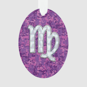 Virgo Zodiac Sign auf Pink Fuchsia Digitale Camouf Ornament