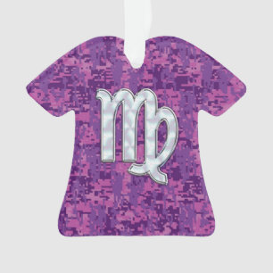 Virgo Zodiac Sign auf Pink Fuchsia Digitale Camouf Ornament