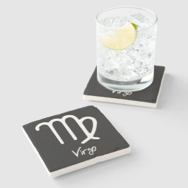 Virgo Zodiac Sign auf schwarzem Hintergrund Steinuntersetzer