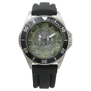 Virgo Zodiac Sign bei der Digital Green Camouflage Armbanduhr