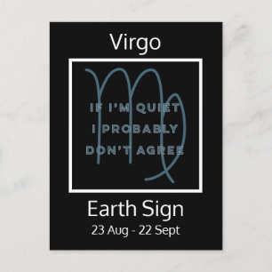 Virgo Zodiac Sign Fusion Zitat in Blue and White P Postkarte