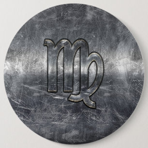 Virgo Zodiac Sign Grunge gestörter Stil Button