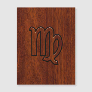 Virgo Zodiac Sign in Brown Mahogany Style Magnetkarte