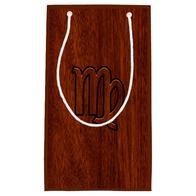 Virgo Zodiac Sign in Rich Mahogany Wood Style Kleine Geschenktüte (Vorderseite)