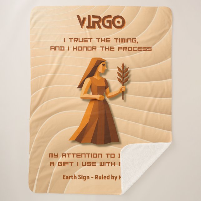 Virgo Zodiac Sign Modern 3D Astrology Design Sherpadecke (Vorderseite)