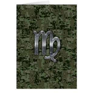 Virgo Zodiac Sign on Green Digital Camo