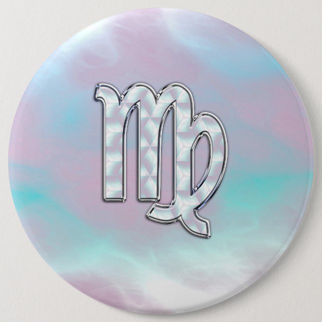 Virgo Zodiac Sign on Pastels Mutter von Pearl Button (Vorderseite)