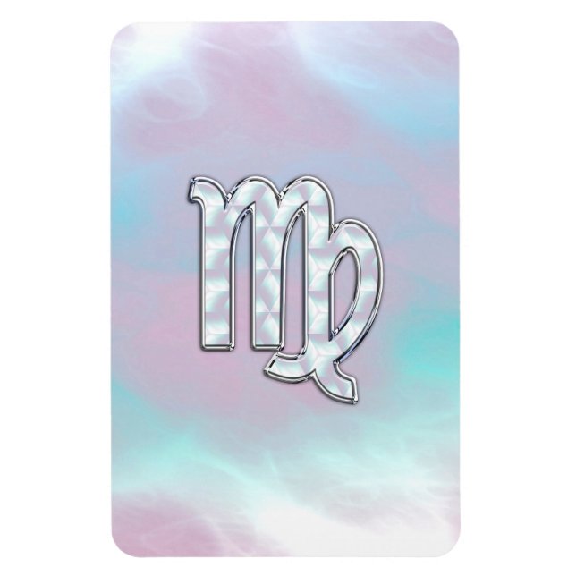 Virgo Zodiac Sign on Pastels Mutter von Pearl Magnet (Vertikal)