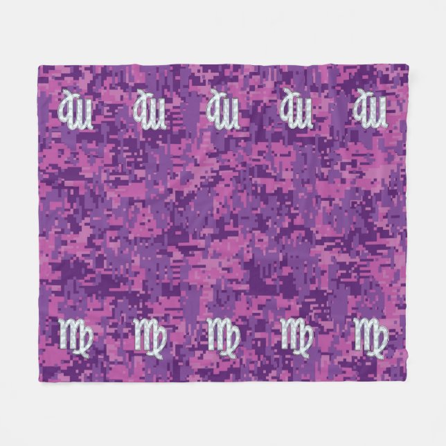 Virgo Zodiac Sign Pink Fuchsia Digital Camouflage Fleecedecke (Vorderseite (Horizontal))