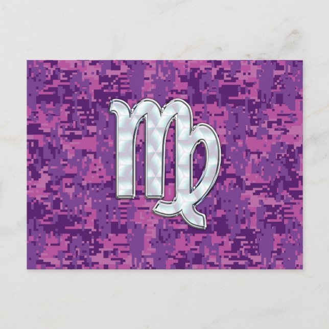 Virgo Zodiac Sign Pink Fuchsia Digital Camouflage Postkarte (Vorderseite)