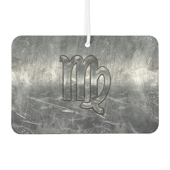 Virgo Zodiac Signage Silver Distressed Style Autolufterfrischer (Vorderseite)