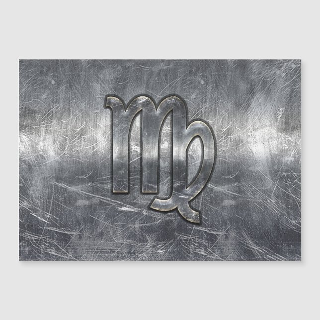 Virgo Zodiac Signage Silver Distressed Style Magnetkarte (Vorderseite)