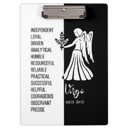 Virgo Zodiac Signature Black & White Clipboard Klemmbrett