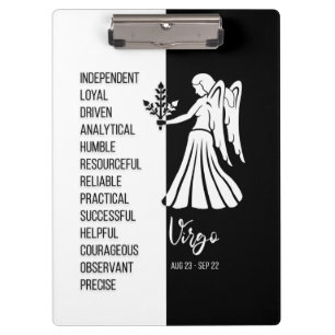 Virgo Zodiac Signature Black & White Clipboard Klemmbrett