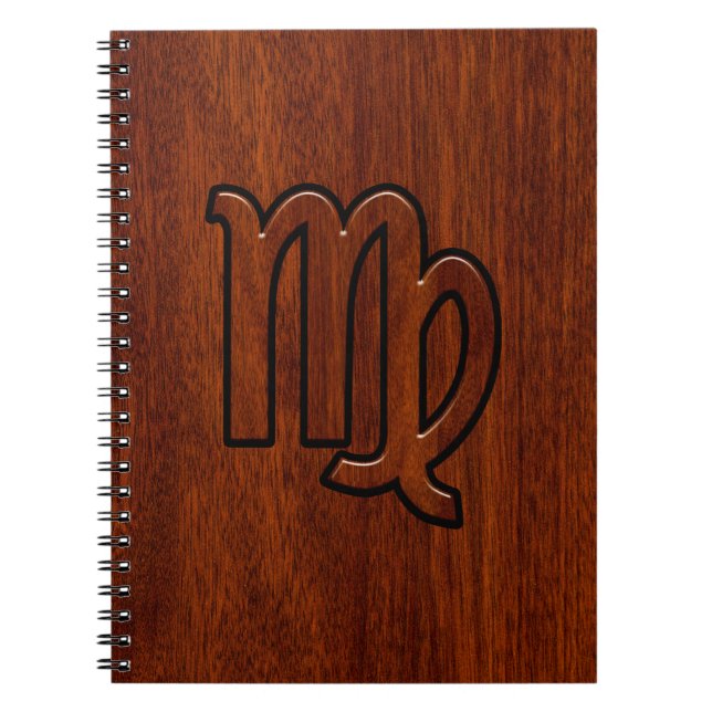 Virgo Zodiac Signature im Mahagoni-Holzstil Notizblock (Vorderseite)