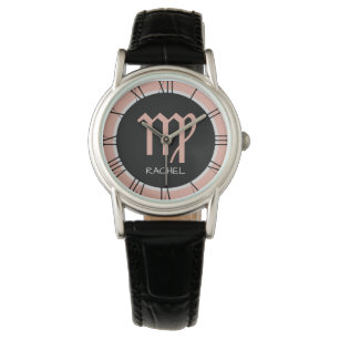 Virgo Zodiac Signature Rose Pink Grau Schwarzer In Armbanduhr