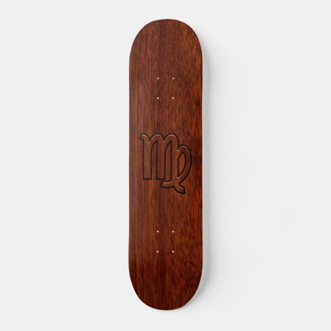 Virgo Zodiac Signierung im Mahagoniholzstil Skateboard (Vorderseite)