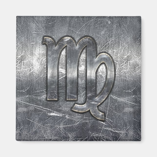 Virgo Zodiac Signierung in Grunge Bedresste Style  Magnet (Vorne)