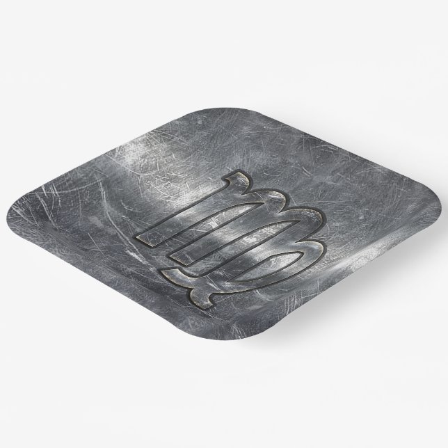 Virgo Zodiac Signierung in Grunge Bedresste Style  Pappteller (Gewinkelt)